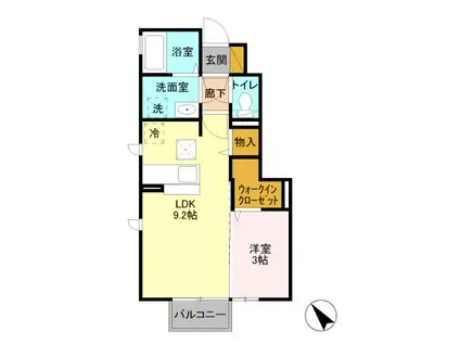 コネクト城南(1LDK/1階)の間取り写真