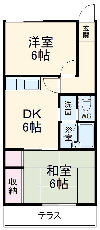 グリーンウッド(2DK/1階)の間取り写真