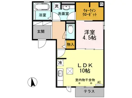 プレミア(1LDK/1階)の間取り写真