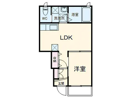 アムールⅡ(1DK/1階)の間取り写真