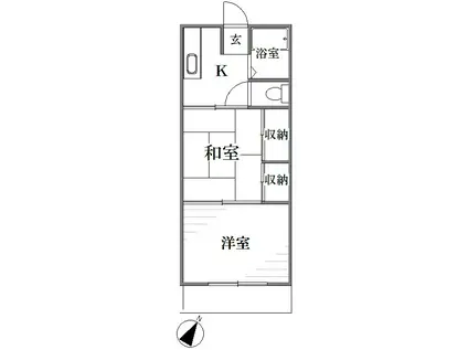 ハイツサンライズ(2K/2階)の間取り写真