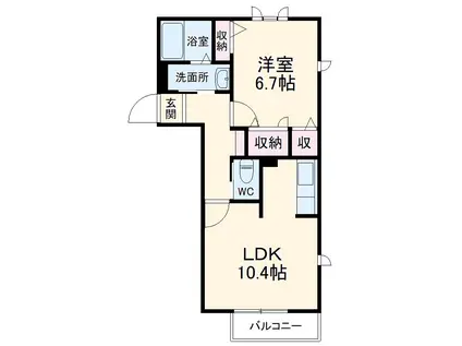 グローラタミヤB棟(1LDK/1階)の間取り写真