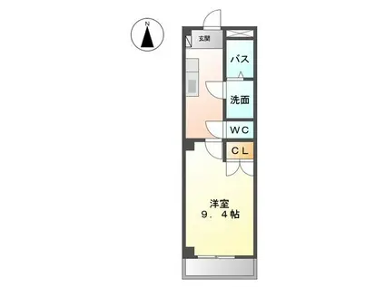 プランドールかの里(1K/2階)の間取り写真