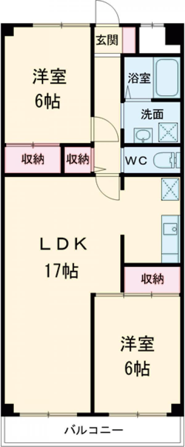 グリーンパーク北葛西(2LDK/3階)の間取り写真