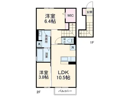 ウィスタリア(2LDK/2階)の間取り写真