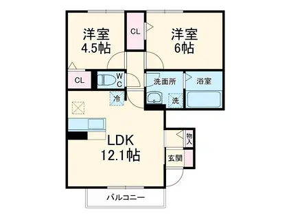 HMパークス5(2LDK/1階)の間取り写真