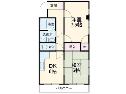 エクセル山一(2DK/3階)の間取り写真