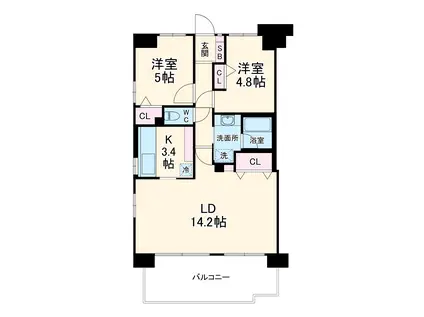 パルコート浦安ベルジュール(2LDK/6階)の間取り写真