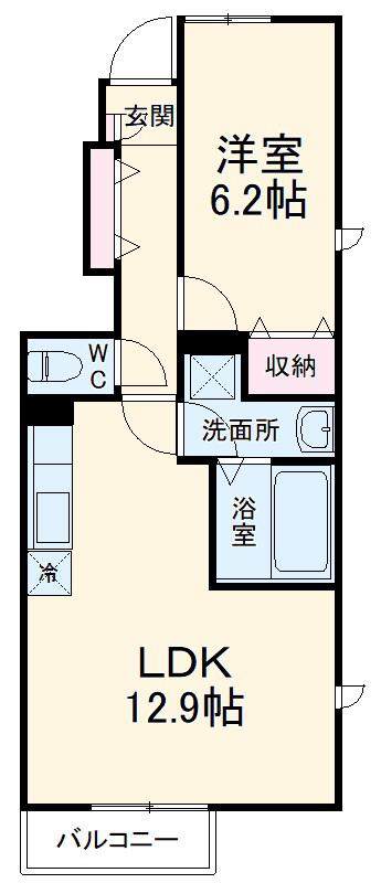 リーブルメゾンピークフィールド(1LDK/1階)の間取り写真