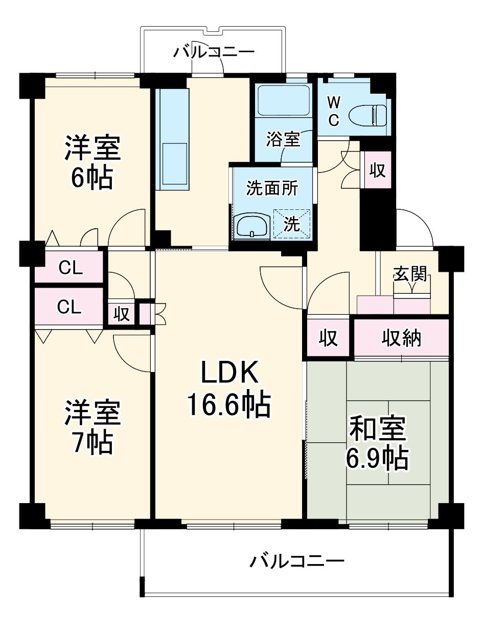 エルプレイス浦和(3LDK/1階)の間取り写真