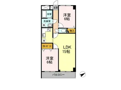 デルフィ壱番館(2LDK/4階)の間取り写真