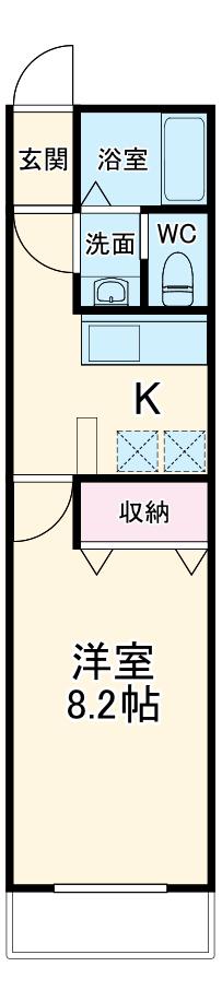 プルメリア湘南(1K/1階)の間取り写真