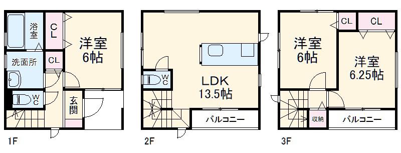 京浜東北・根岸線 南浦和駅 徒歩13分 3階建 築8年(3LDK)の間取り写真