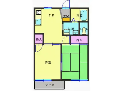 サンモール91(2DK/2階)の間取り写真