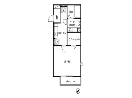 グラフィアス湘南(1K/2階)の間取り写真