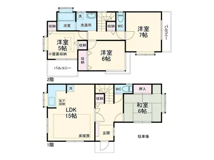 小田急電鉄小田原線 読売ランド前駅 徒歩20分 2階建 築24年(4LDK)の間取り写真
