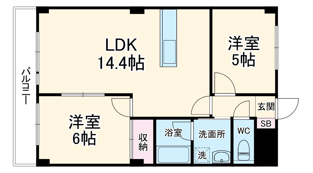 ヒルズ湘南(2LDK/1階)の間取り写真