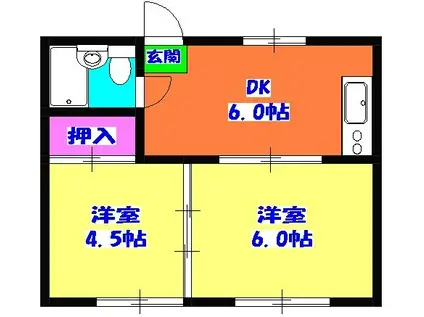 コーポ長栄(2DK/1階)の間取り写真