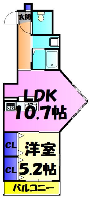 フィールドハウス千葉寺参番館(1LDK/3階)の間取り写真