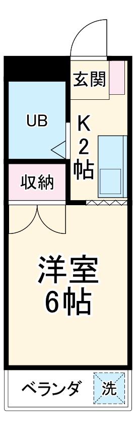 ビューラー三ケ島Ⅱ(1K/1階)の間取り写真