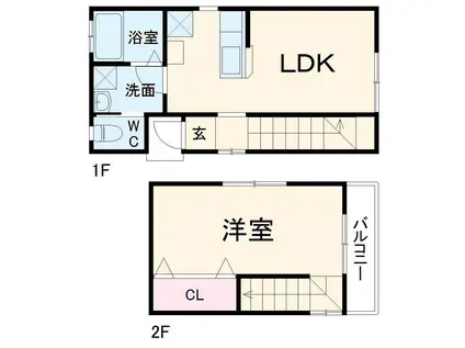 東海道本線 鴨宮駅 徒歩6分 2階建 築5年(1LDK)の間取り写真