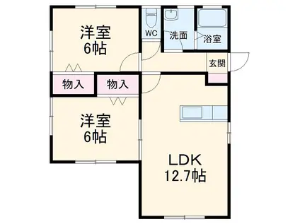 グランツⅡ(2LDK/2階)の間取り写真