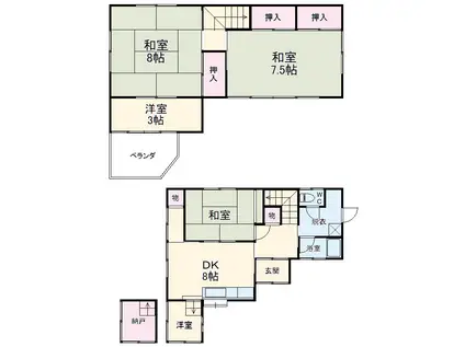 総武・中央緩行線 稲毛駅 徒歩24分 2階建 築44年(4DK)の間取り写真