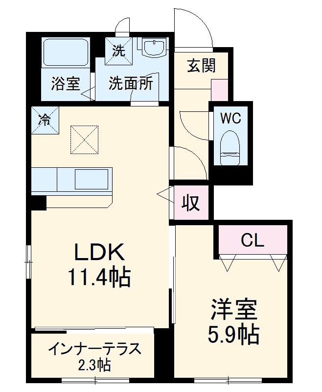 グランディール(1LDK/1階)の間取り写真