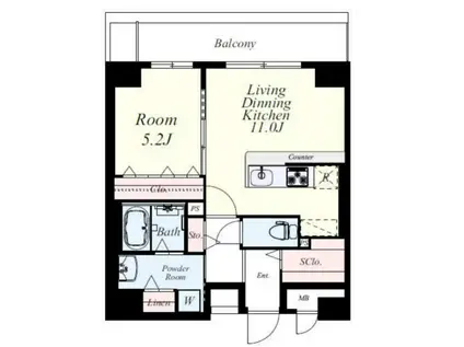 ソールオリエンス博多(1LDK/6階)の間取り写真