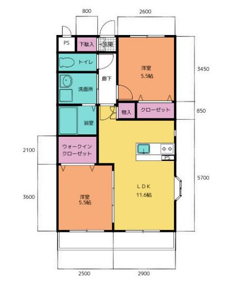 アヴニール相見(2LDK/3階)の間取り写真