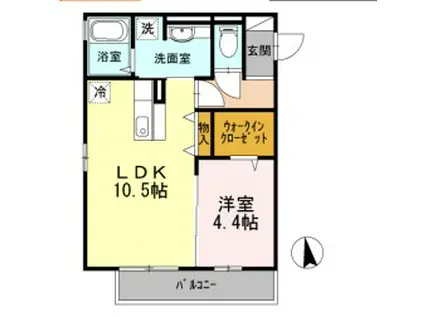 フォールズマリュード(1LDK/2階)の間取り写真