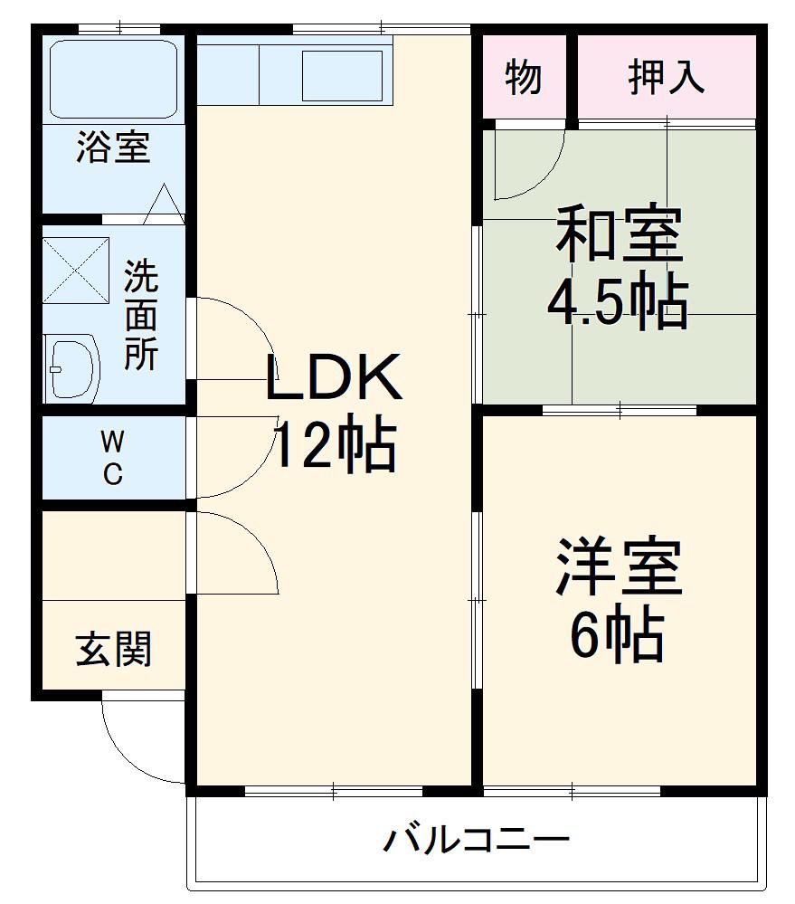 キャッスル大倉(2LDK/2階)の間取り写真