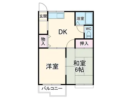 レイクタウンB(2DK/1階)の間取り写真