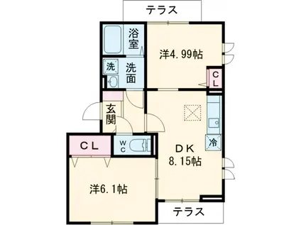 セジュール西台1(2DK/1階)の間取り写真