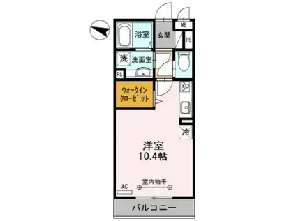 エミネンスⅡ(ワンルーム/1階)の間取り写真