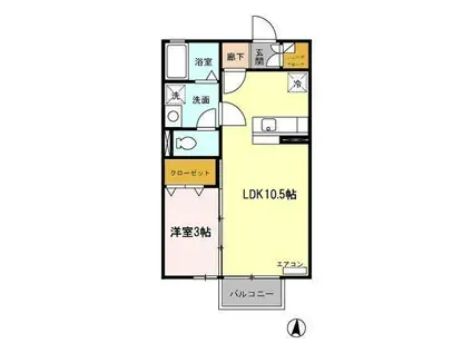 COMODO楠Ⅲ(1LDK/2階)の間取り写真