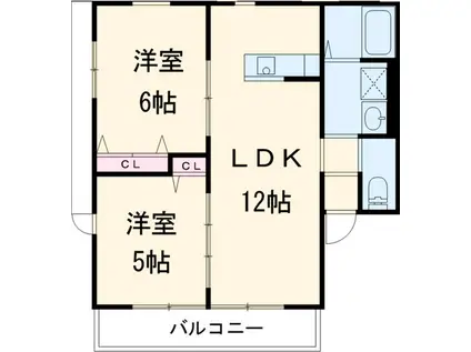 PRENDRE(2LDK/2階)の間取り写真
