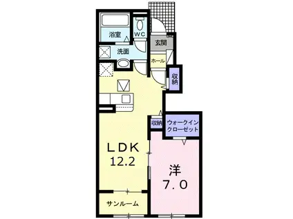 クラール飯田町B(1LDK/1階)の間取り写真