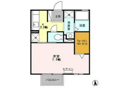 サフィール(1K/2階)の間取り写真