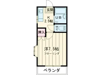 コーポアムール(1K/1階)の間取り写真