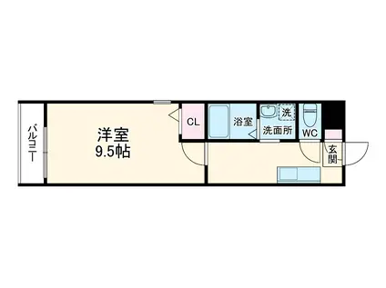 名鉄常滑線 豊田本町駅 徒歩1分 3階建 築23年(1DK/2階)の間取り写真