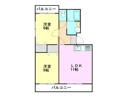 マモルハイツⅢ(2LDK/1階)の間取り写真