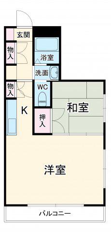高砂ハイツ森林公園(1LDK/4階)の間取り写真