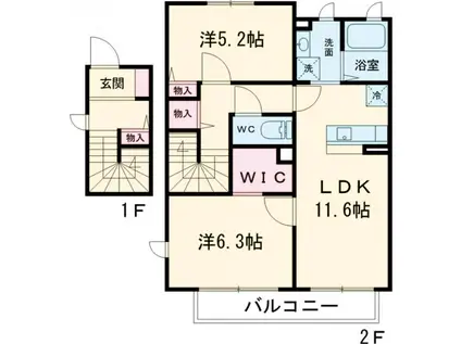 ヴェルドミール(2LDK/2階)の間取り写真