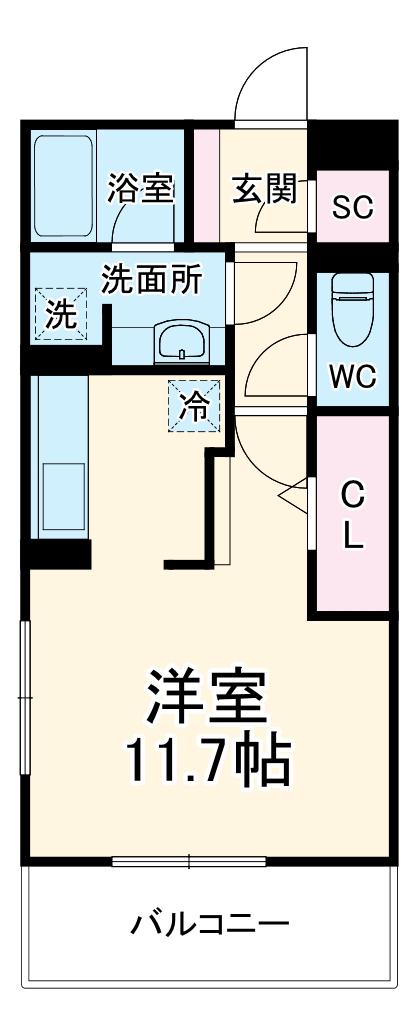 グランツ八瑞仙(1K/3階)の間取り写真
