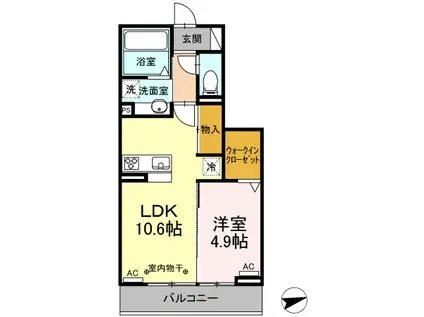 近鉄湯の山線 伊勢松本駅 徒歩9分 3階建 築6年(1LDK/2階)の間取り写真