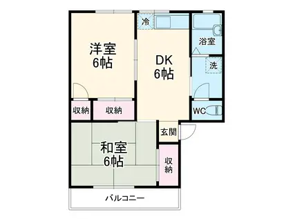 コーポ慶1号棟(2DK/2階)の間取り写真