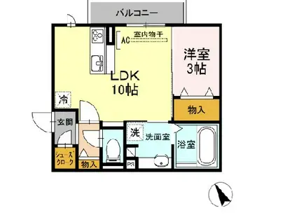 GRACE(1LDK/3階)の間取り写真