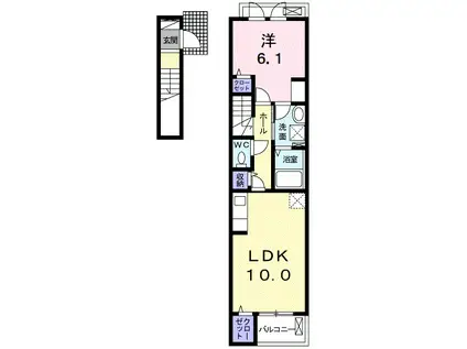 ルピナスB(1LDK/2階)の間取り写真