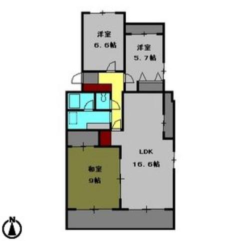 密柑山セピアコート(3LDK/3階)の間取り写真